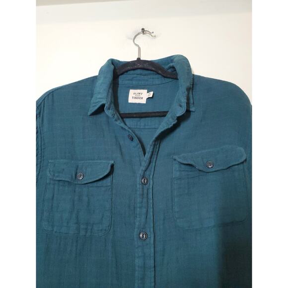 Flint And Tinder Shirt Mens Medium Button Down Long‎ Sleeve Gauze Huckberry - Picture 2 of 8